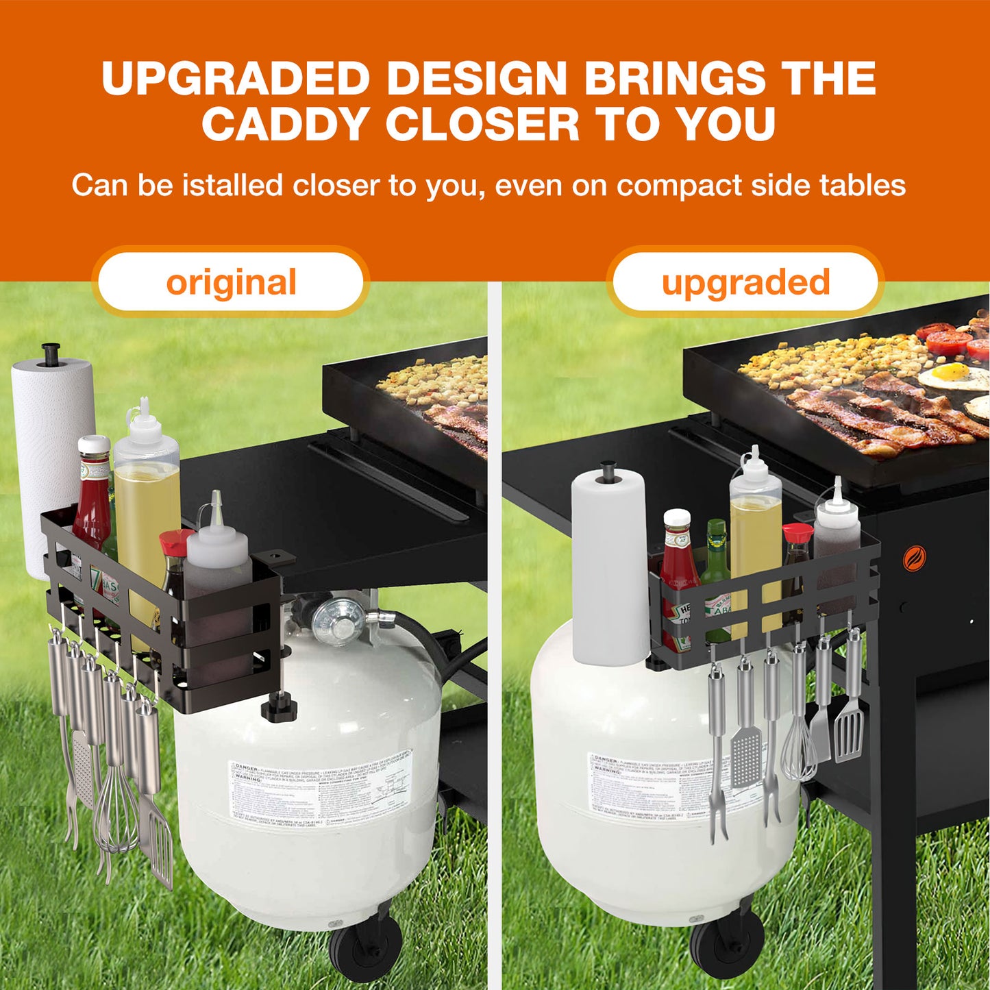 Griddle Caddy for Blackstone Griddle Accessories Storage, Space Saving Grill Accessories Holder, BBQ Accessories Organizer for Blackstone 28”/36” Griddle, BBQ Caddy with a Paper Towel Holder