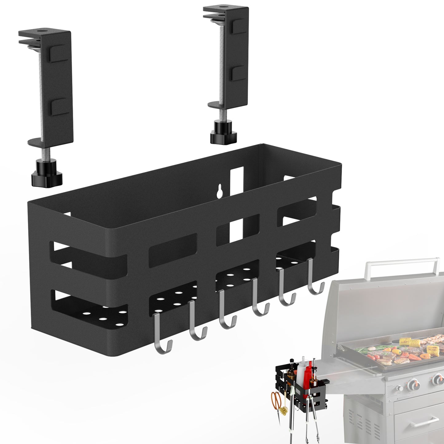 Griddle Caddy for Blackstone Griddle Accessories Storage, Space Saving Grill Accessories Tool Holder, BBQ Accessories Organizer Box Designed for 28 36 Blackstone Griddle, Tool Free No Drill