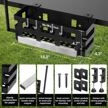 Griddle Caddy for 28"-36" Griddles/Prep Cart with Double Magnetic Tool Holder&Paper Towel Holder&6 J-Hooks, Space Saving Grill Accessories Storage Caddy, BBQ Accessories Holder for Outdoor Grill