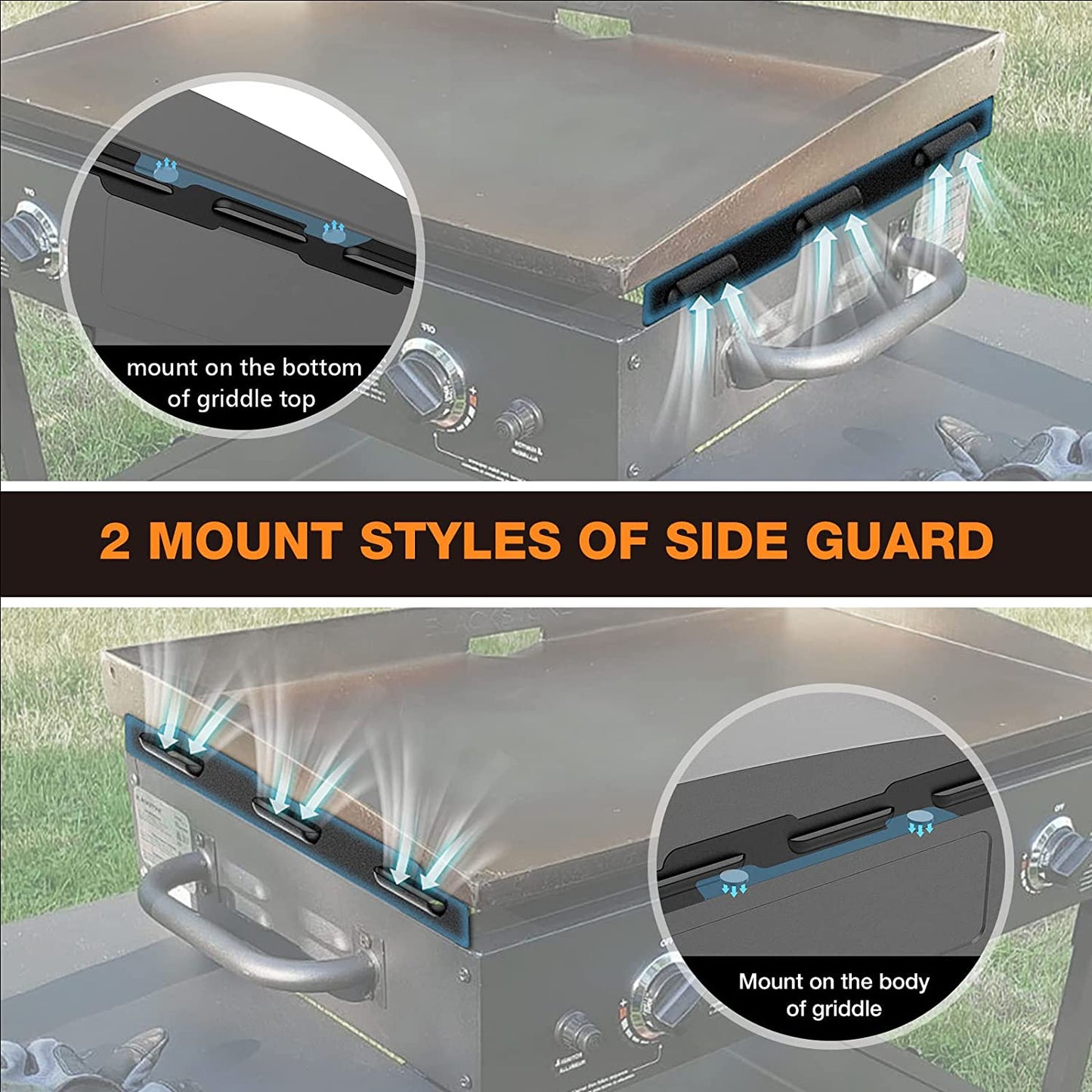 Wind Guards for Blackstone 22 Inch Griddle, Grill Accessories for Griddle Grill and Camping, MeWeBlue 5018 Magnetic Stainless Steel Wind Screens Protect Flame Hold Heat, Compatible with Hood, Black